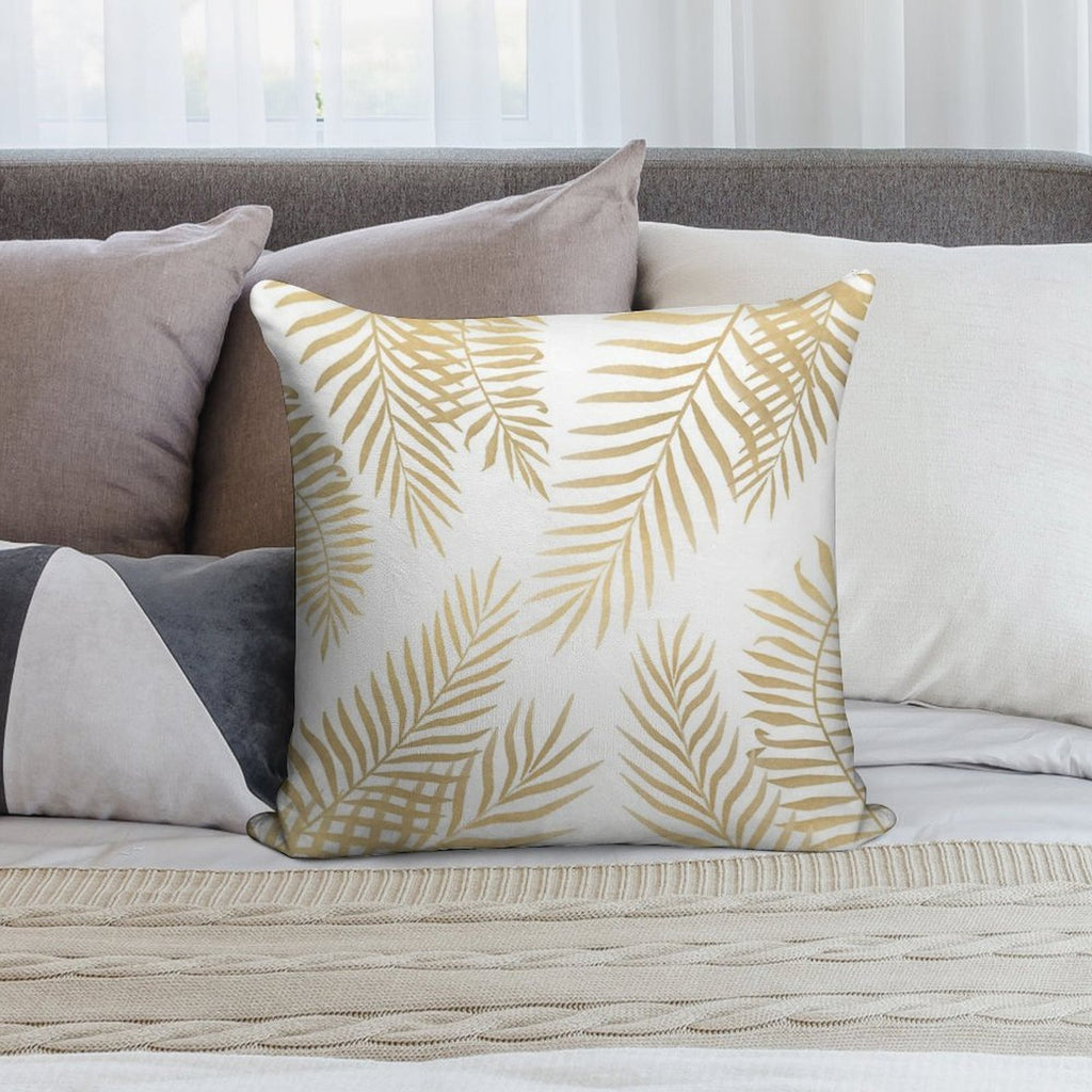 Gold Palm Leaves Soft Anti-Pilling Throw Pillow
