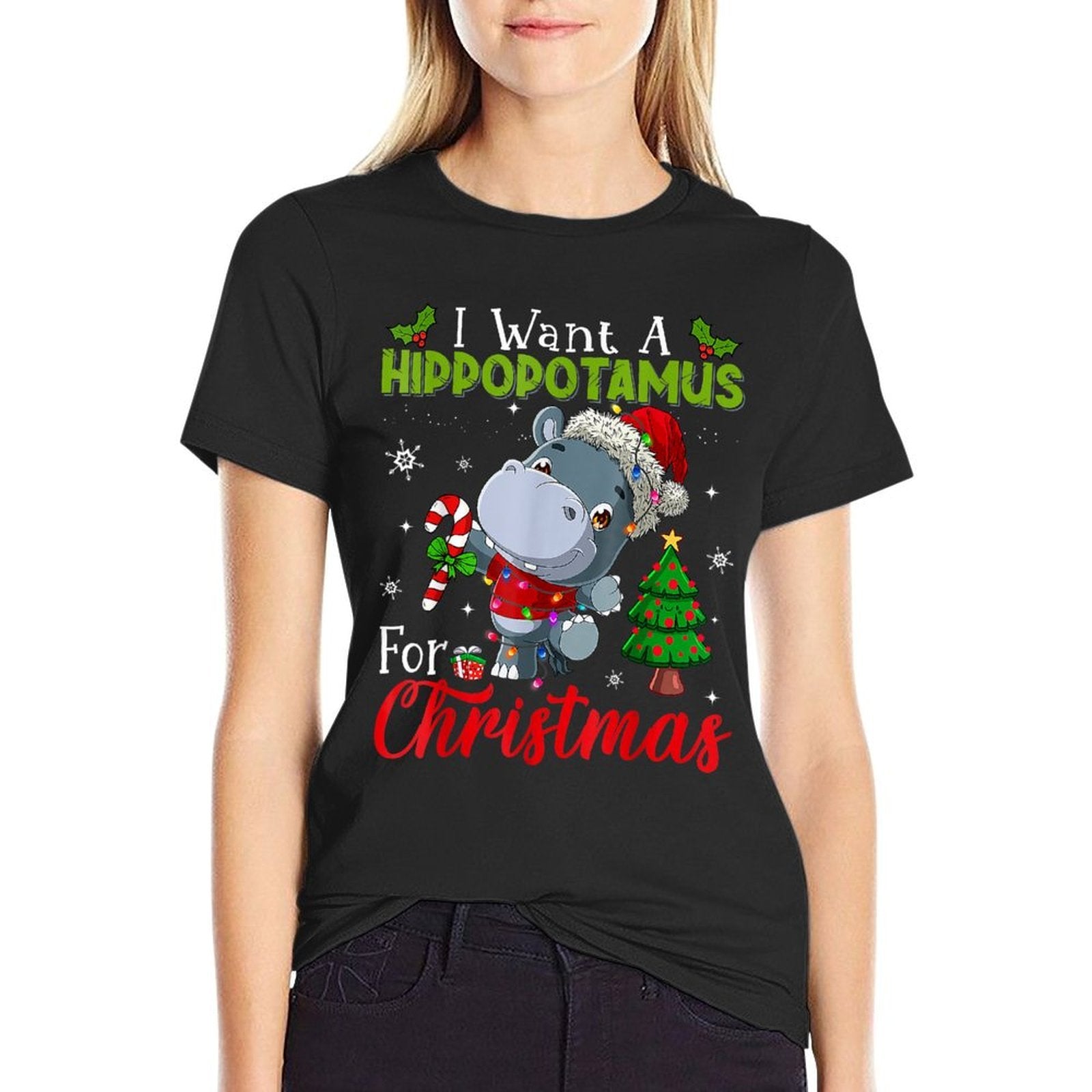 I Want A Hippopotamus For Christmas Hippo Candy Santa  Breathable T-Shirt