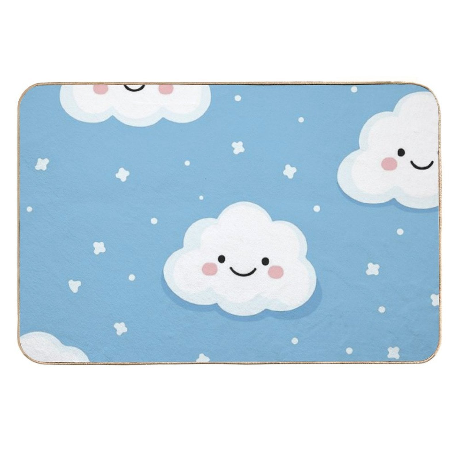 Cute Smiling Clouds  Fade-Resistant Bath Mat