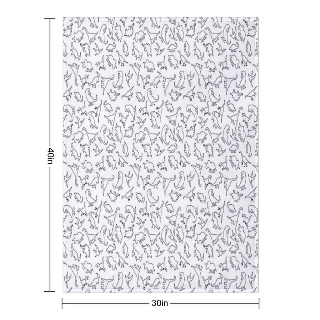 Dinosaur Pattern Outline (Dark Outline) Comfort Throw Blanket