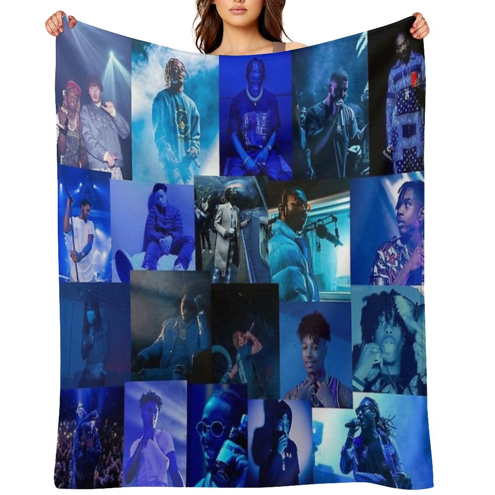 Blue Rap Collage Machine-washable Throw Blanket