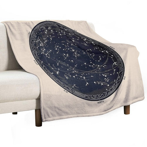 Antique Map of The Night Sky, 19th Century Astronomy Quick-dry Throw Blanket