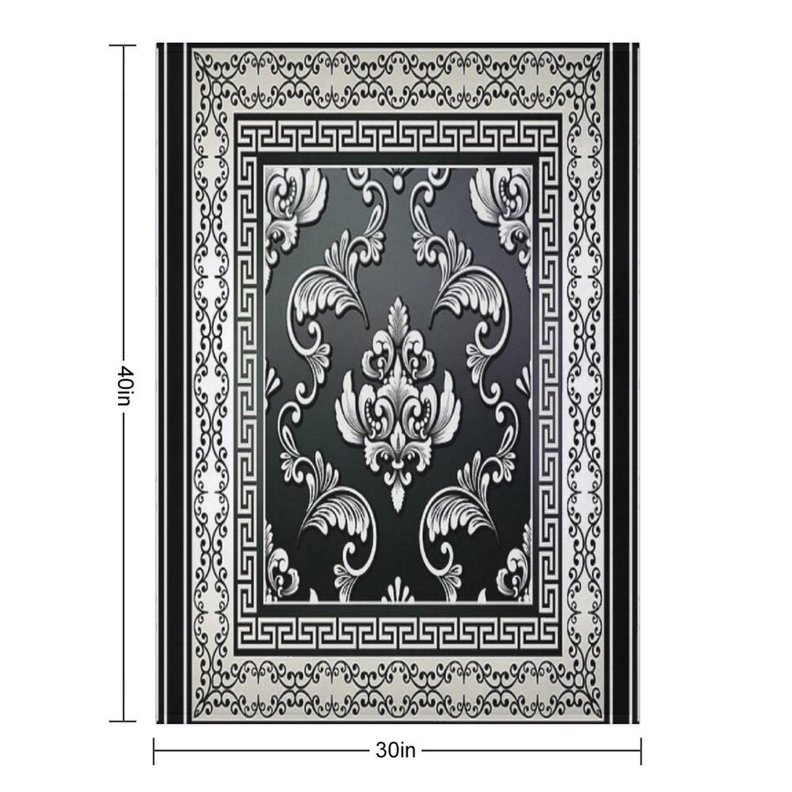 Greek Key Black And Cream Floral Pattern Travel-friendly Throw Blanket