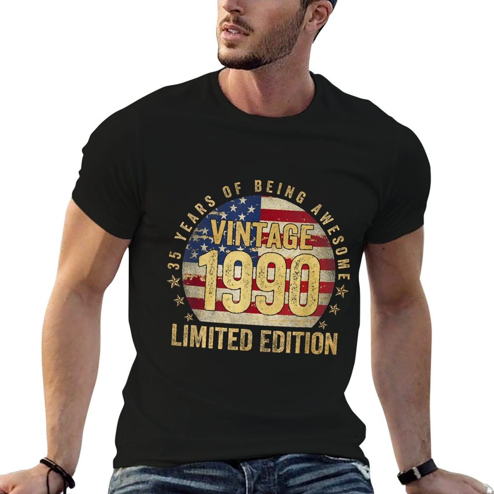 Vintage Made In 1990 American 35th Birthday Gifts Men  Quick-drying T-Shirt