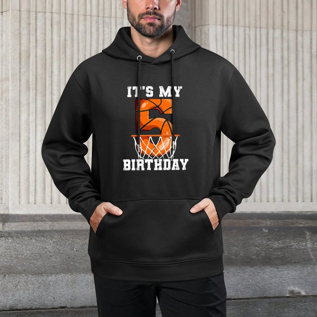 Kids 5th Birthday Basketball Moisture-Wicking Hoodie
