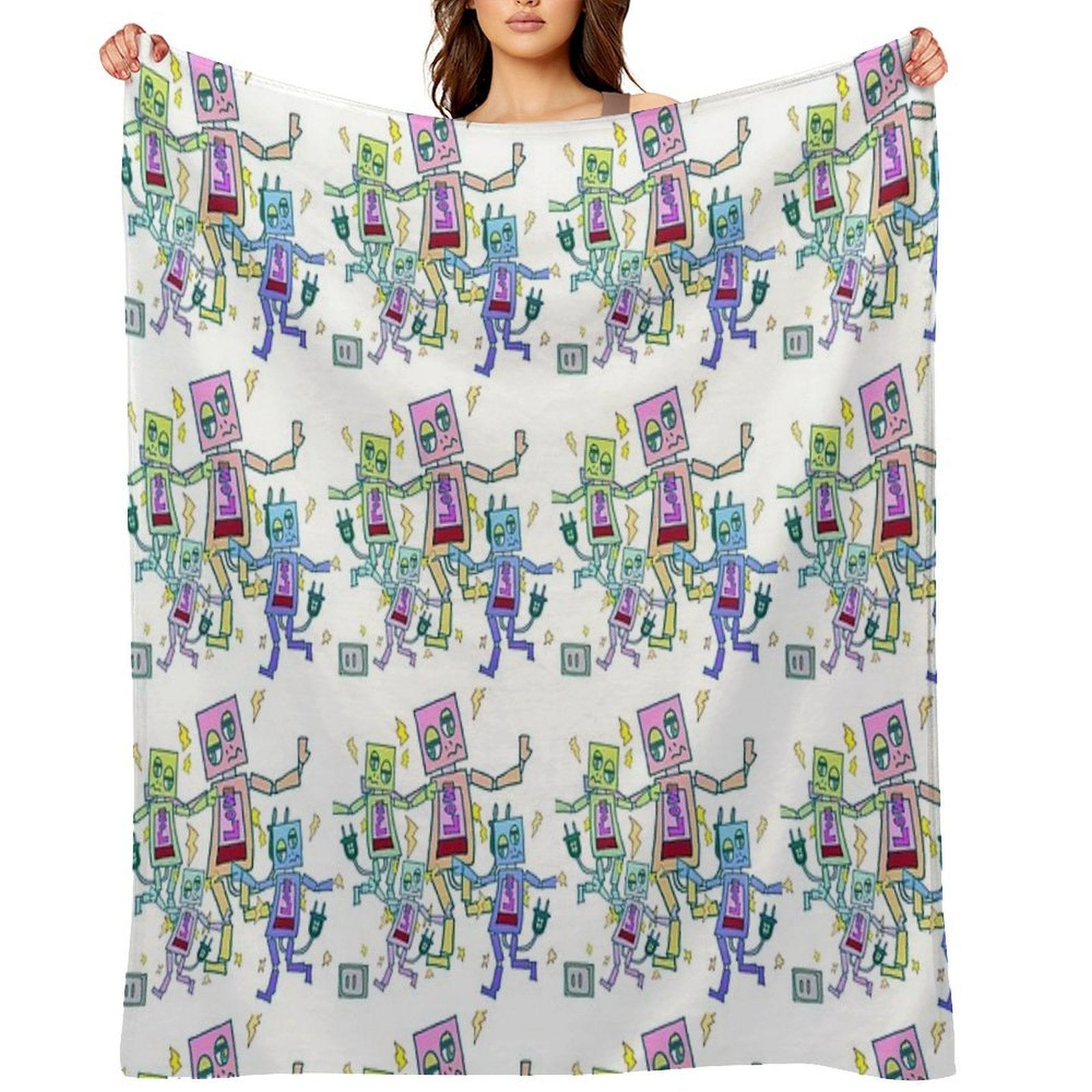 Battery-depleted Robot 5 Versatility Throw Blanket