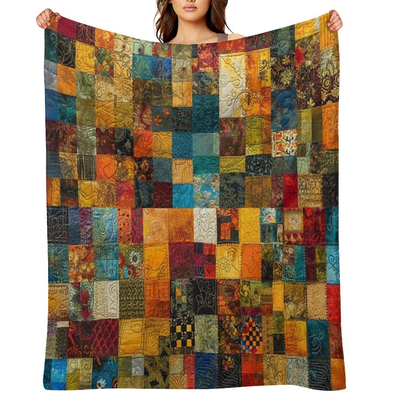 Kaleidoscope Quilt Pattern - Textile Art Explosion Durable Throw Blanket