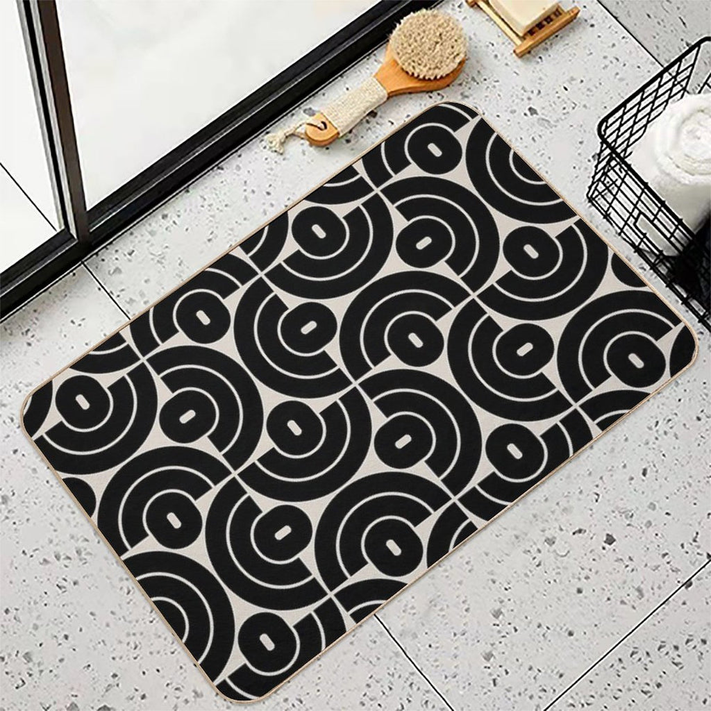 Retro 70s Mid Mod Geometric Pattern  Repositionable Bath Mat