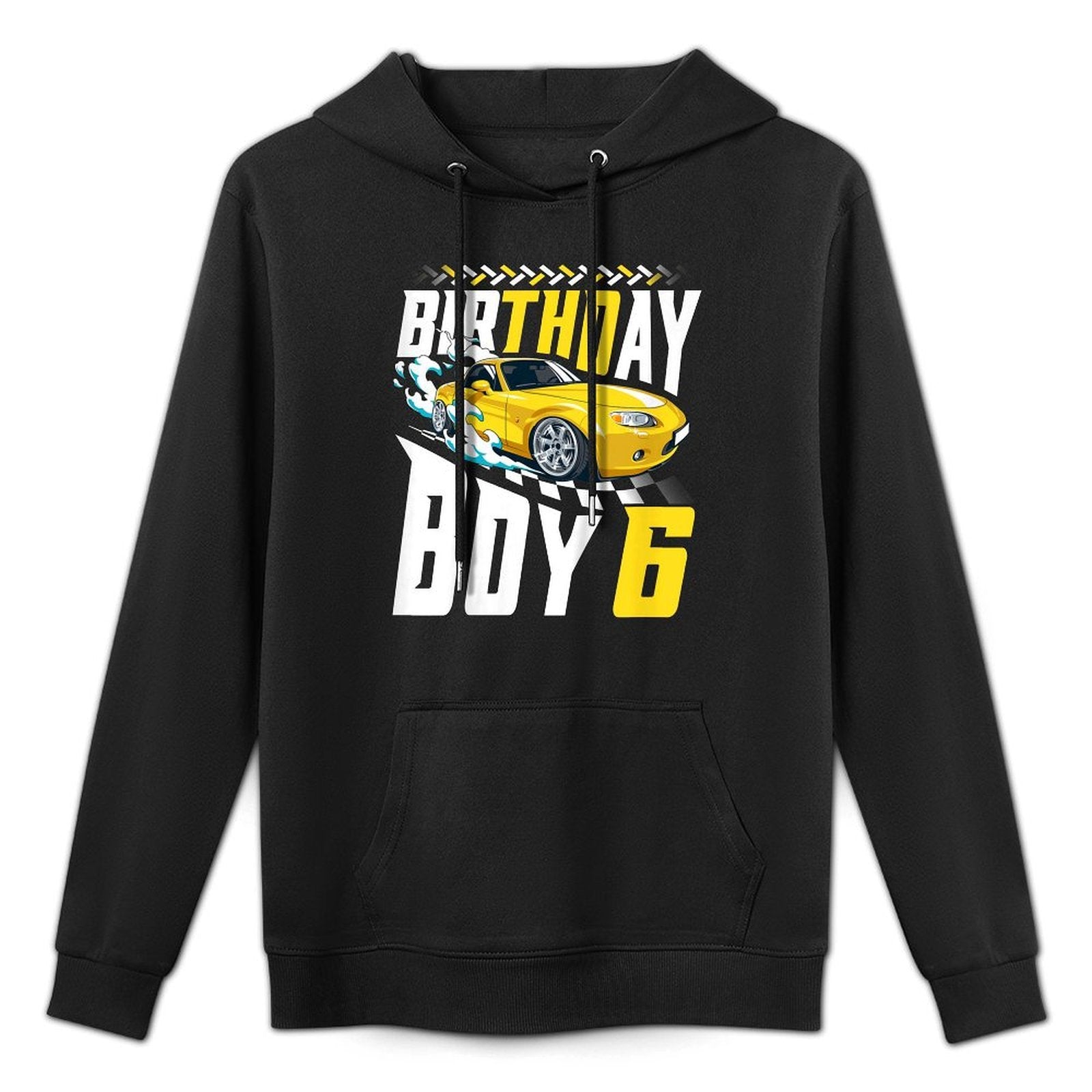 Kids Birthday Boy 6 Years Race Car 6th Birthday Racing Car Moisture-Wicking Hoodie