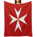 Maltese Cross Flag T-Shirt Plush Throw Blanket