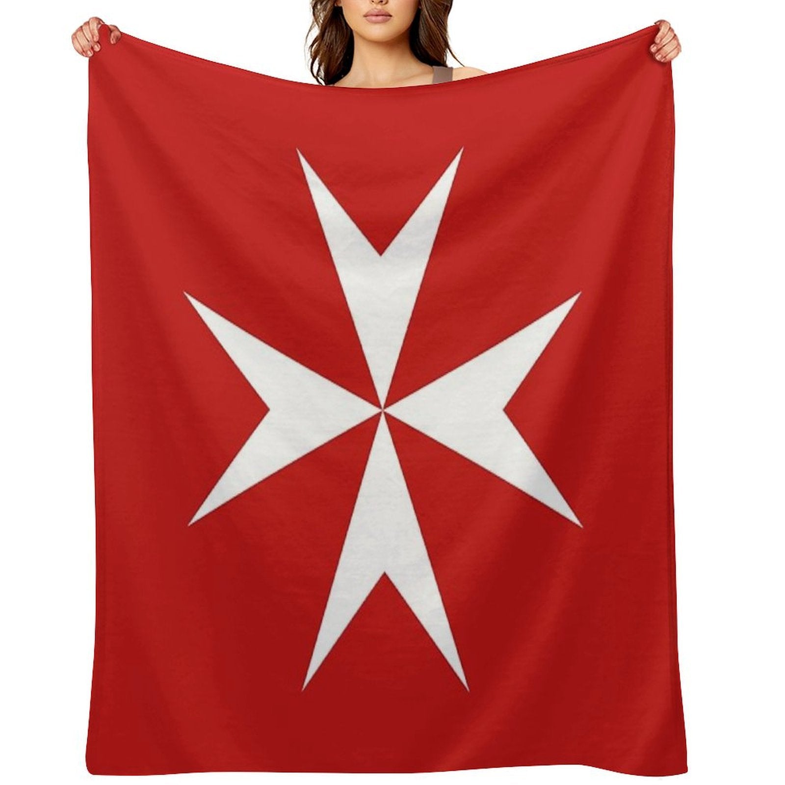 Maltese Cross Flag T-Shirt Plush Throw Blanket