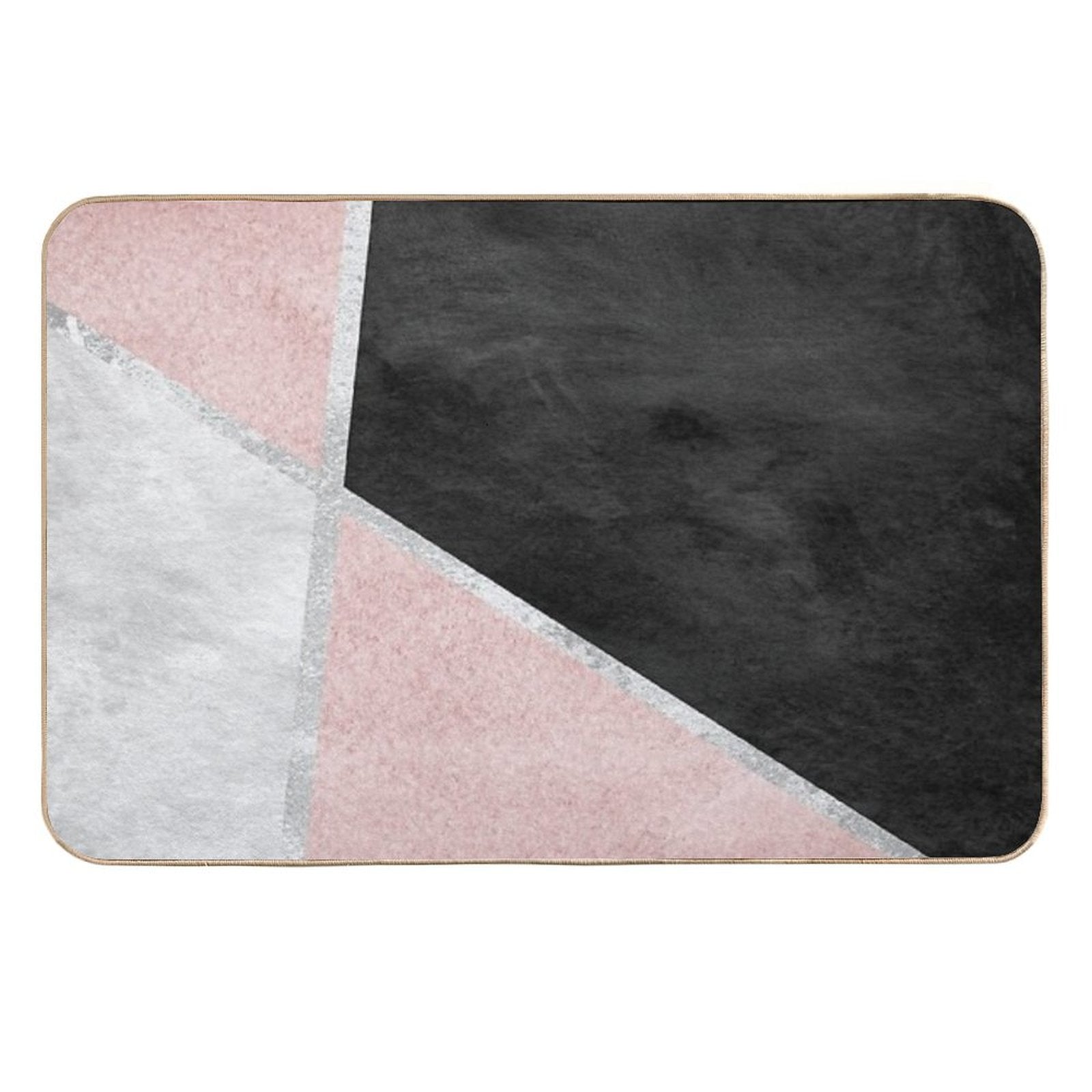 Pink, Silver And Black Geometric Design  Slip-Resistant Bath Mat