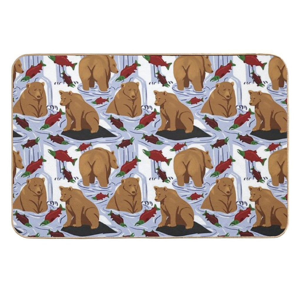 Katmai Bears Repeating Pattern  Stain-Proof Bath Mat