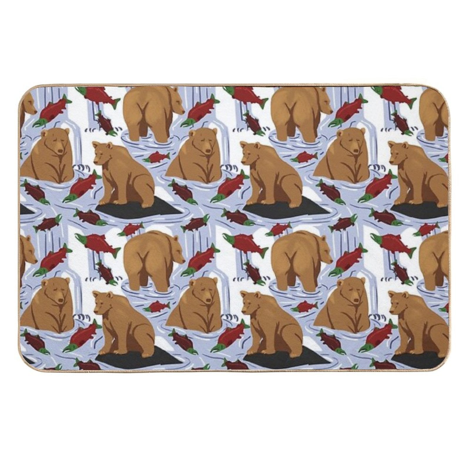 Katmai Bears Repeating Pattern  Stain-Proof Bath Mat