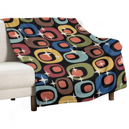 Mid-Century Modern Atomic Abstract Pattern Travel-friendly Throw Blanket