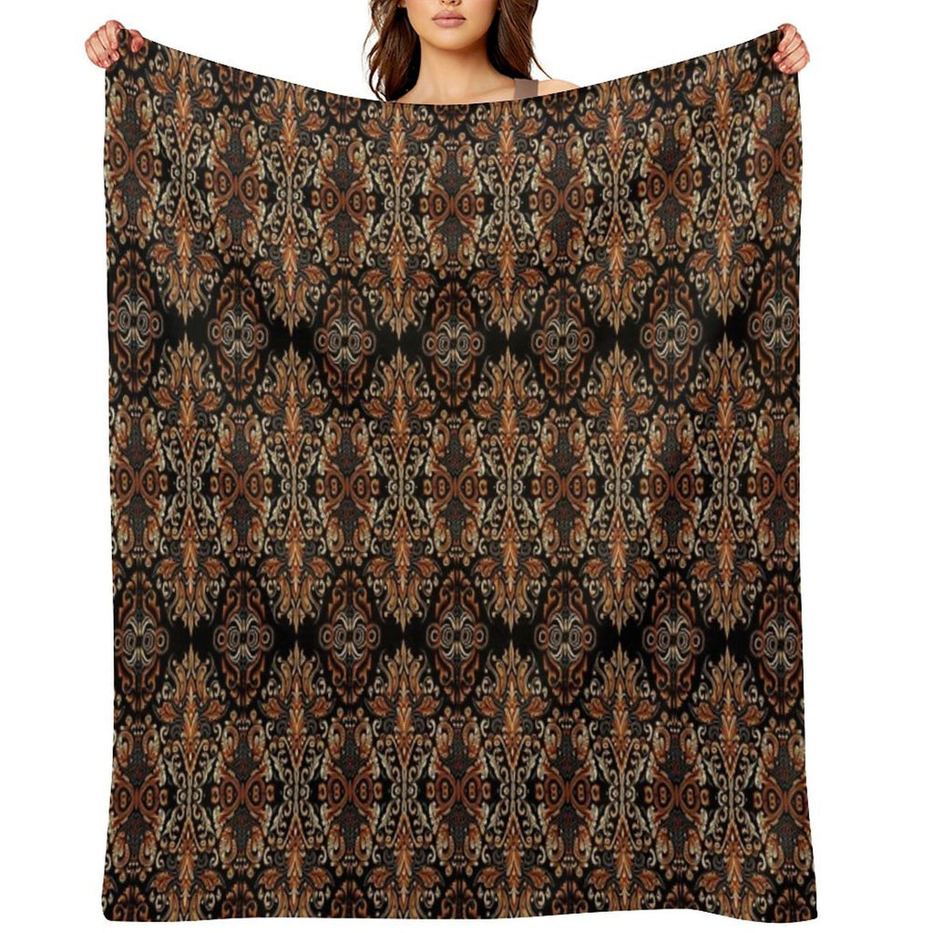 Original Wayang Prambanan Indonesian Brown Batik Eco-conscious Throw Blanket