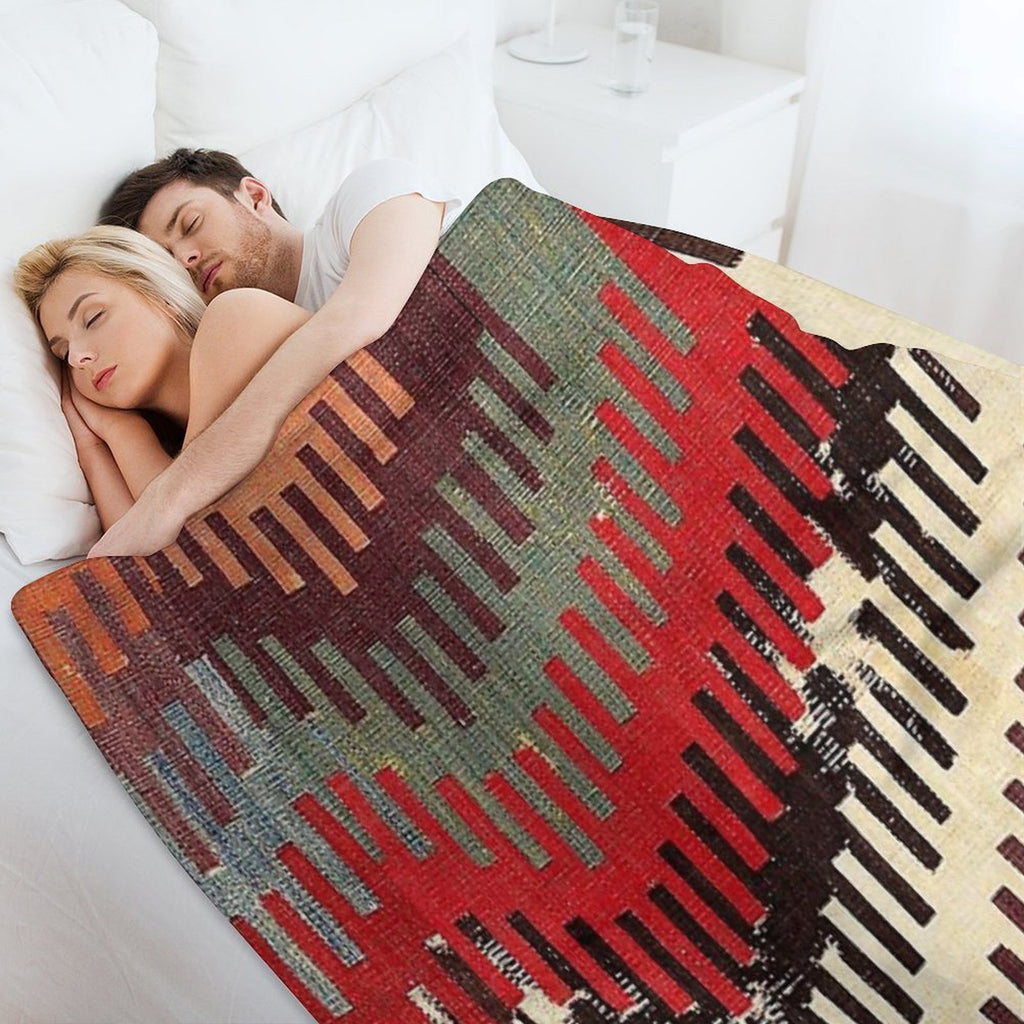 Afyon Central Anatolian Kilim Fragment Print Quick-dry Throw Blanket