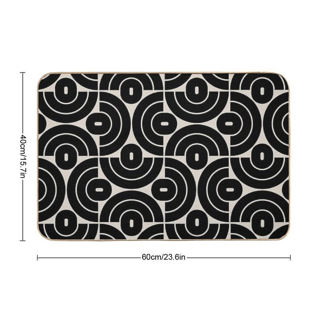 Retro 70s Mid Mod Geometric Pattern  Repositionable Bath Mat