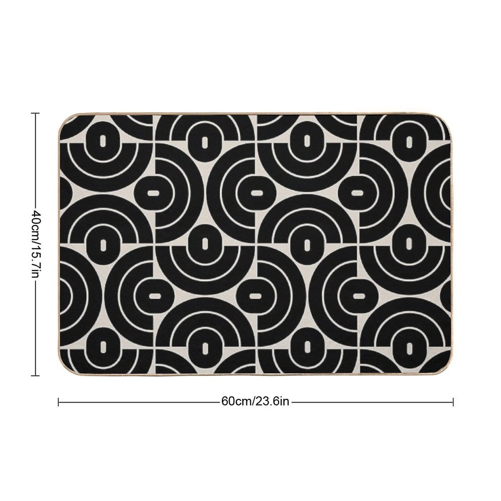 Retro 70s Mid Mod Geometric Pattern  Repositionable Bath Mat