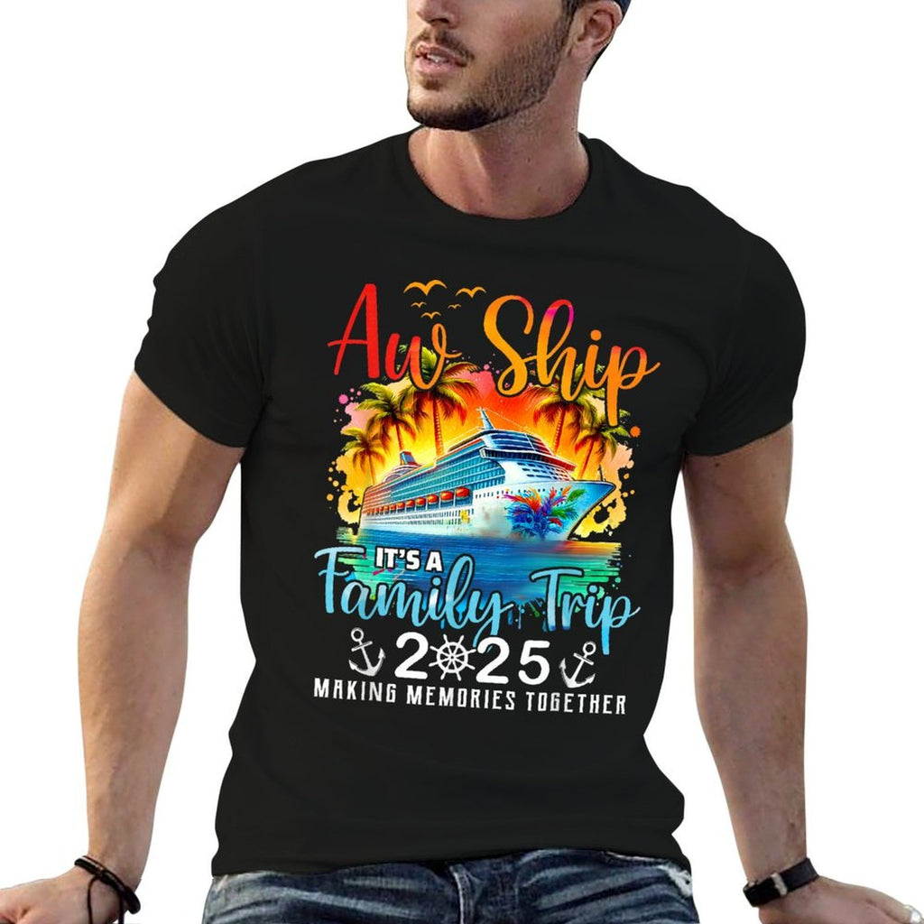 Aw Ship It’s A Family Trip 2025 Cruise Family Watercolor  Affordable Price T-Shirt