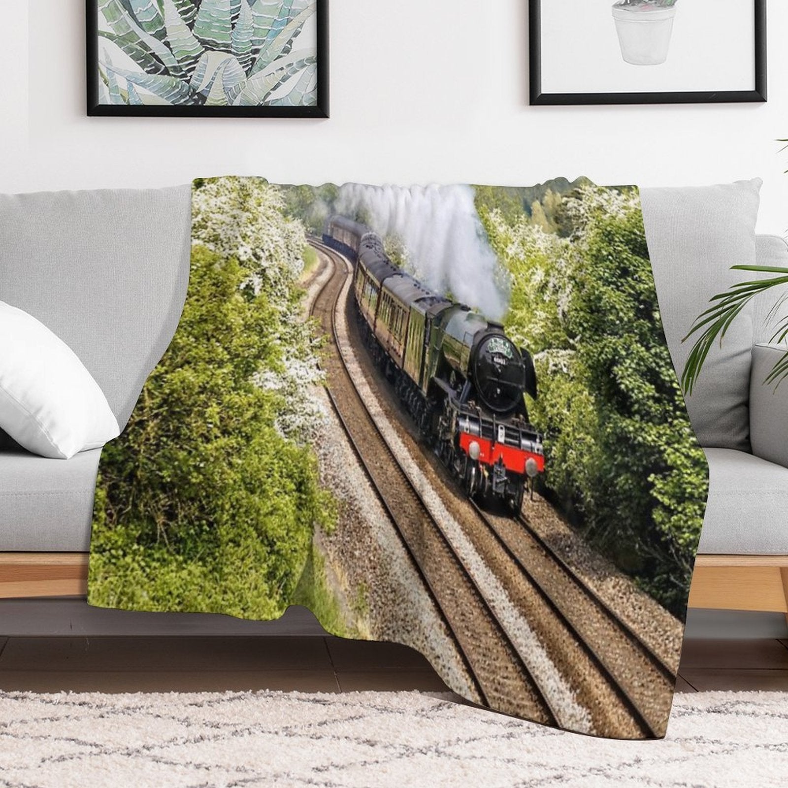 A3 Class 60103 Flying Scotsman Steam Locomotive Wrinkle-free Throw Blanket