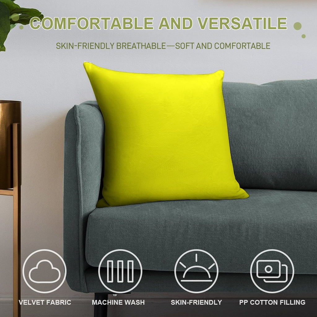 Neon Yellow Soft High-Density Material Throw Pillow