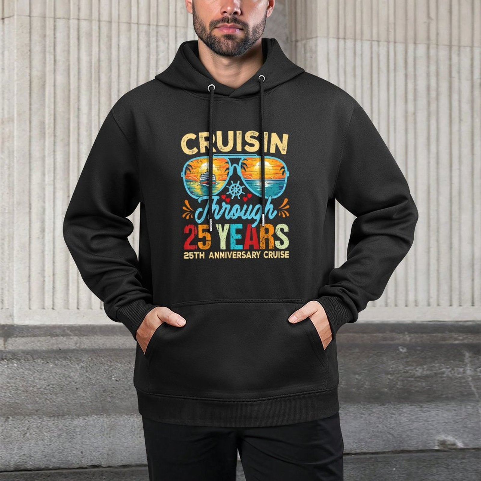 Cruisin Through 25 Years 25th Wedding Anniversary Cruise Shape Retention Hoodie