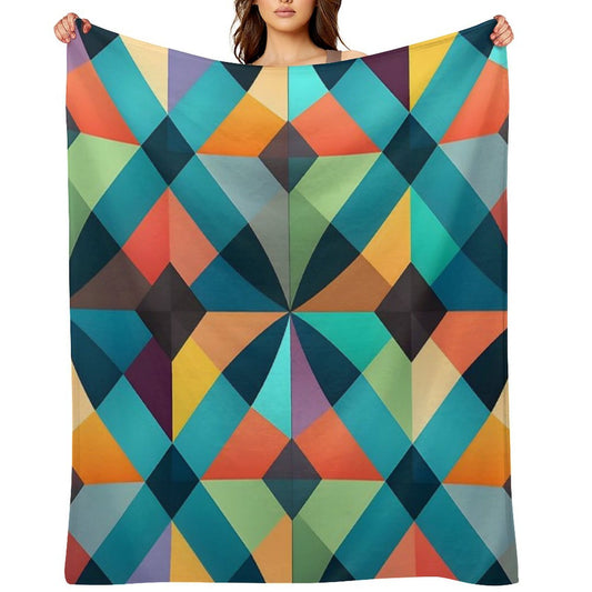 Elegant Geometric Harmony - Abstract Pattern Comfort Throw Blanket