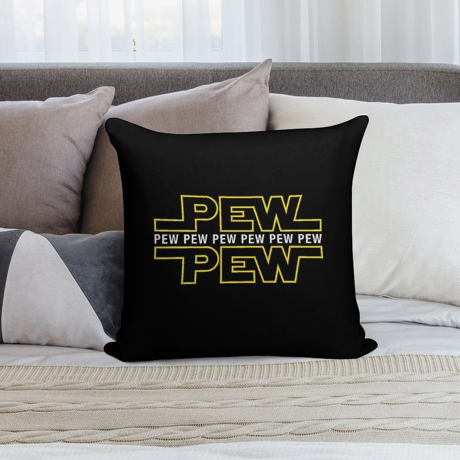Pew Pew Pew Soft Gift Ready Throw Pillow