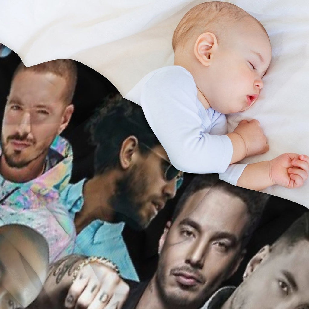 J Balvin Photo Collage Velvety-soft Throw Blanket