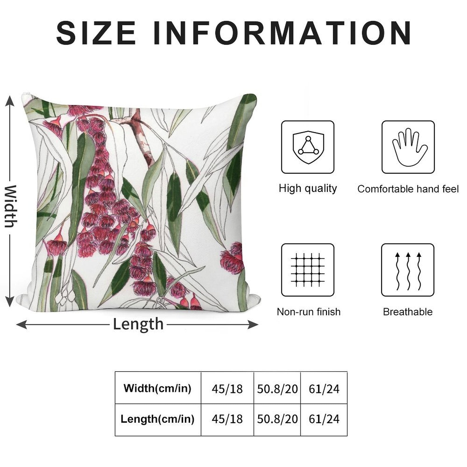 Flowering Gum Pink Australian Eucalyptus Leaves Soft Anti-Pilling Throw Pillow