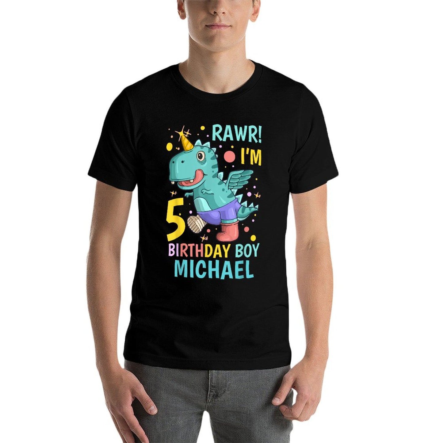 Michael 5th Birthday 5 Year Old Boy  Stretchy T-Shirt