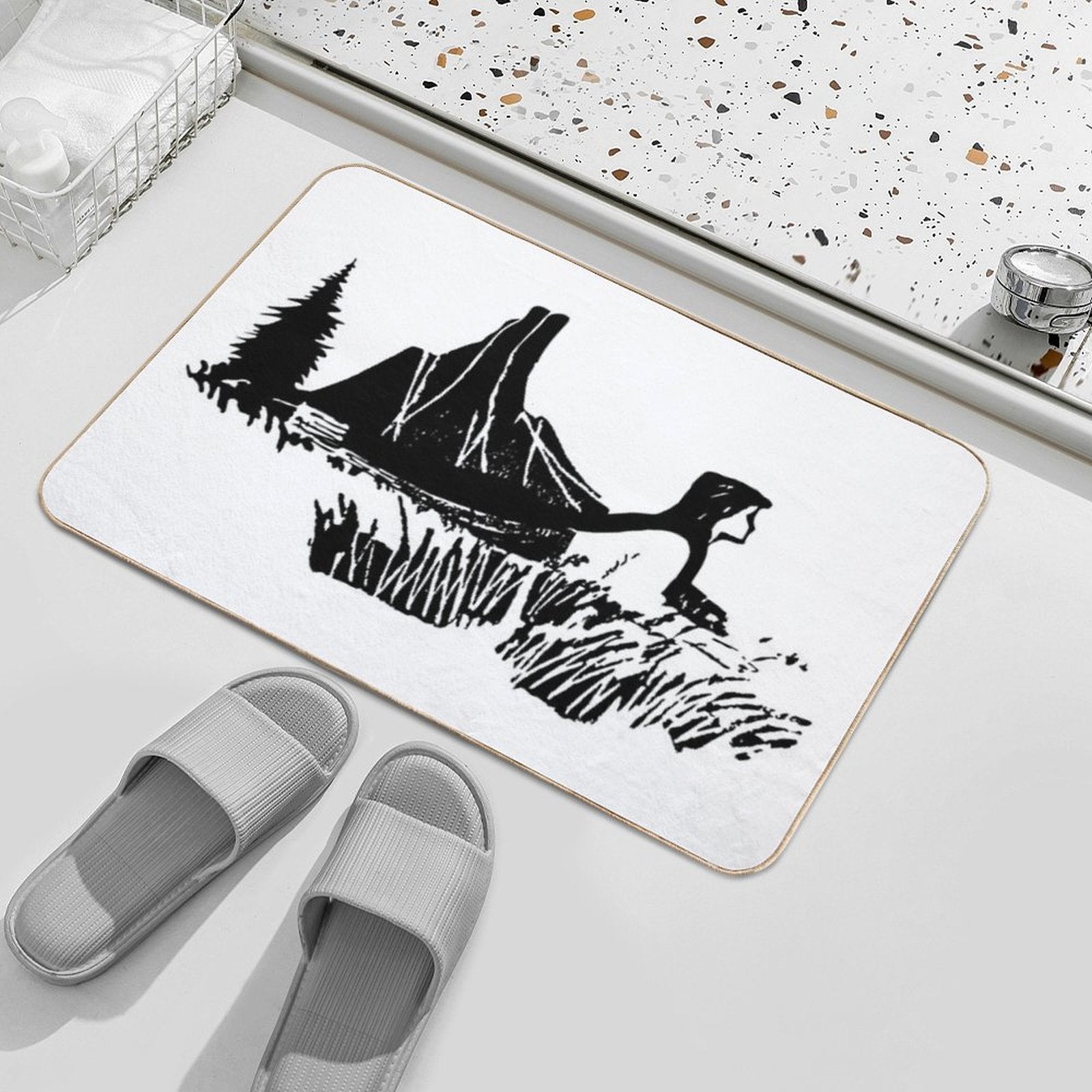 The Girl And Mountains  Toxin-Free Bath Mat