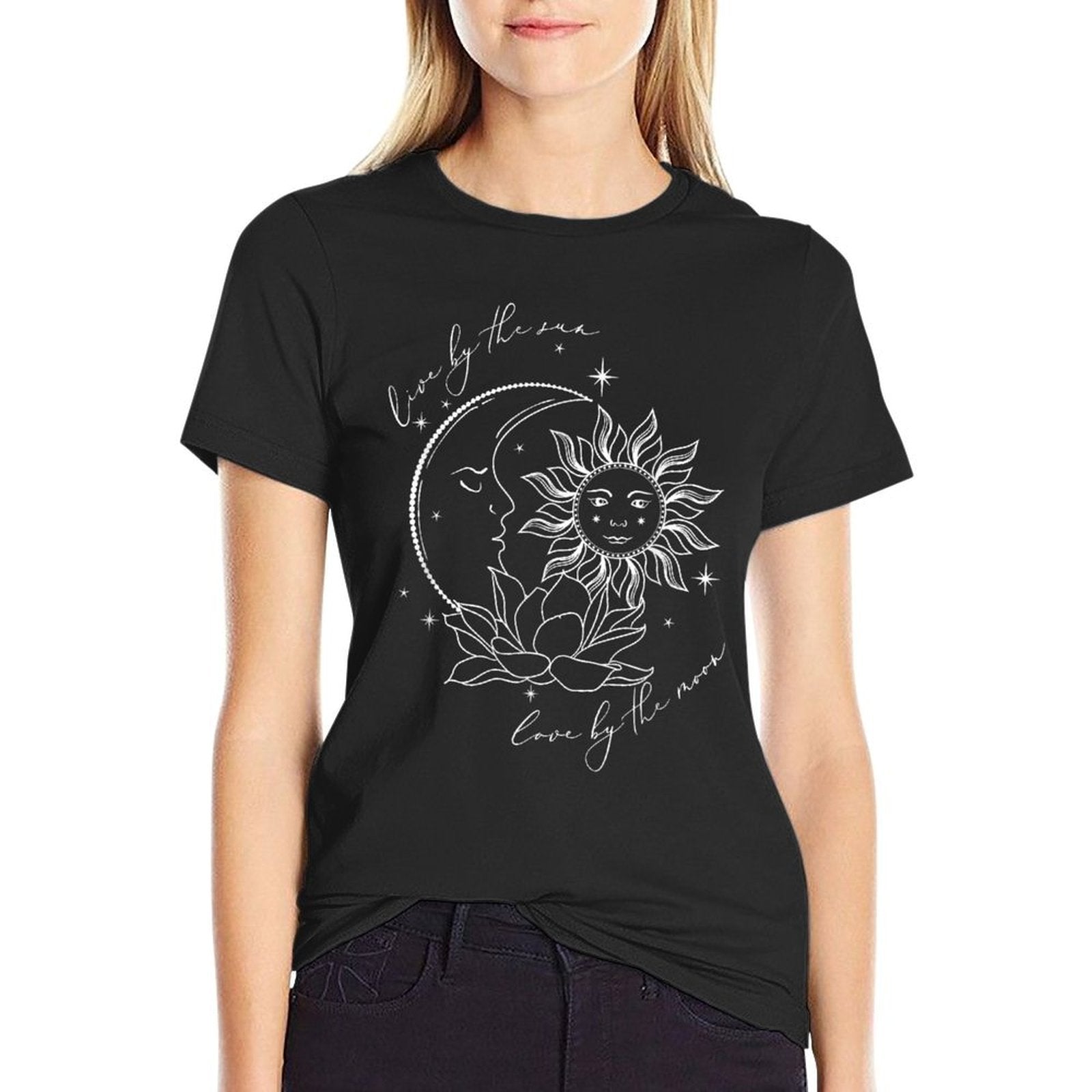 We Live By The Sun Love By The Moon Spirituality Bohemian  Trendy Pattern T-Shirt