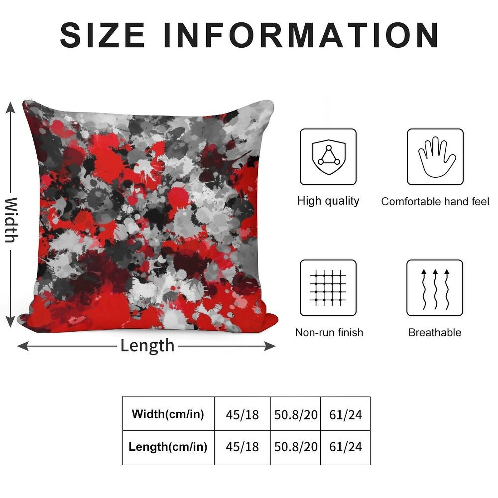 Red And Grey Paint Splatter Soft Skin-Friendly Throw Pillow