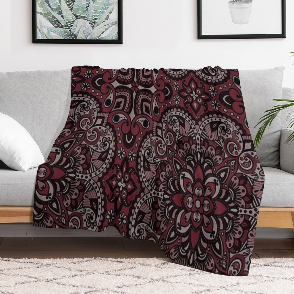 Floral Mandala Repeat Pattern - Dark Pink Versatility Throw Blanket