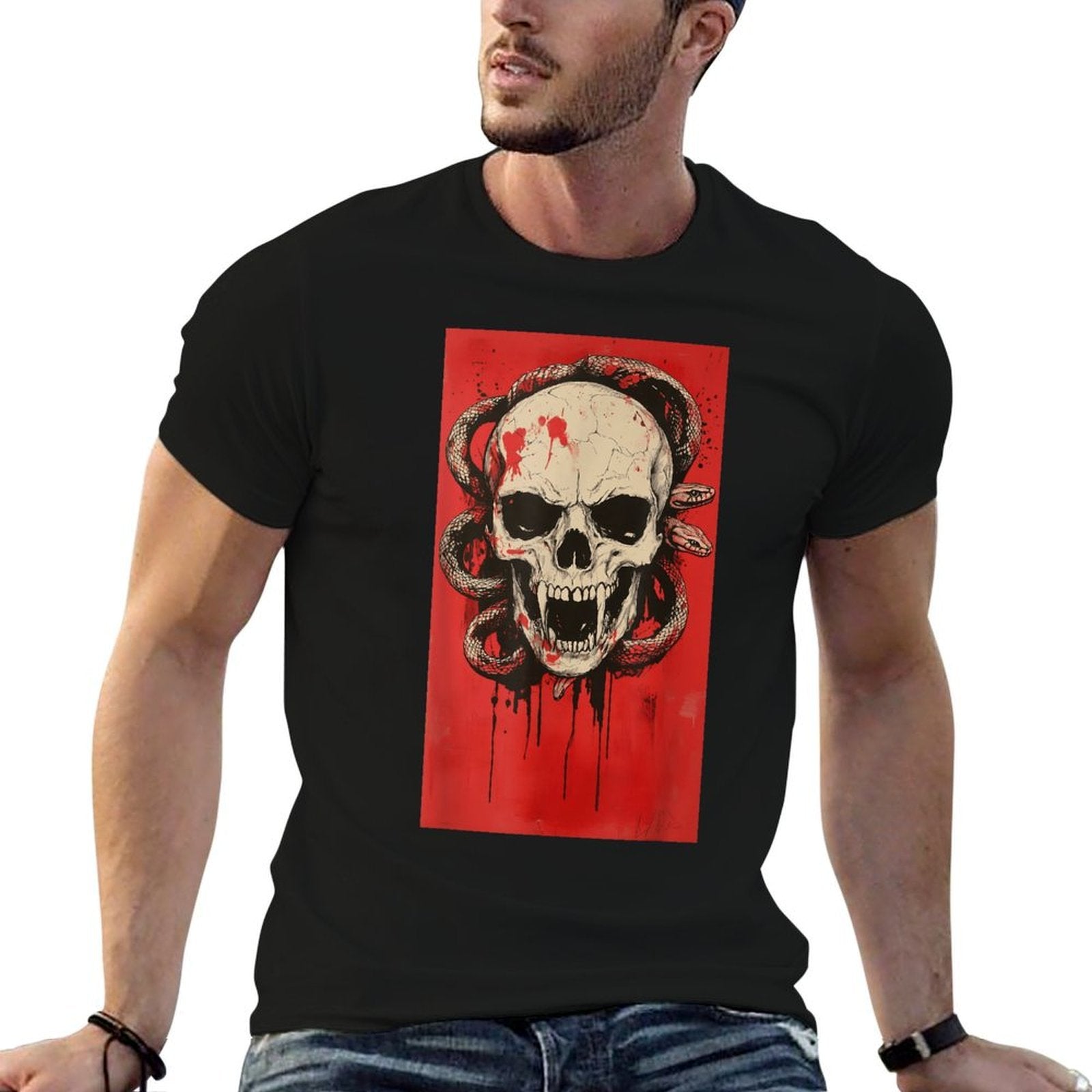 Death Metal Skull Snakes Sinister Skull Art Snake  Soft T-Shirt