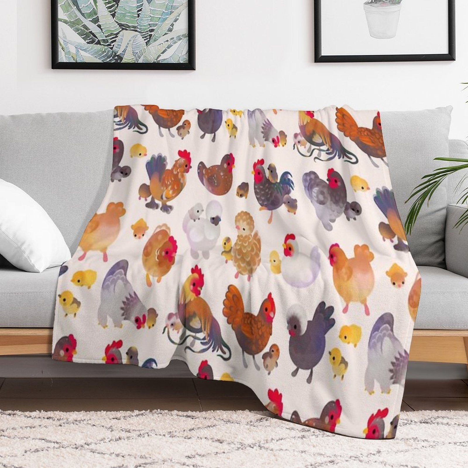 Chicken And Chick - Pastel Lightweight Throw Blanket