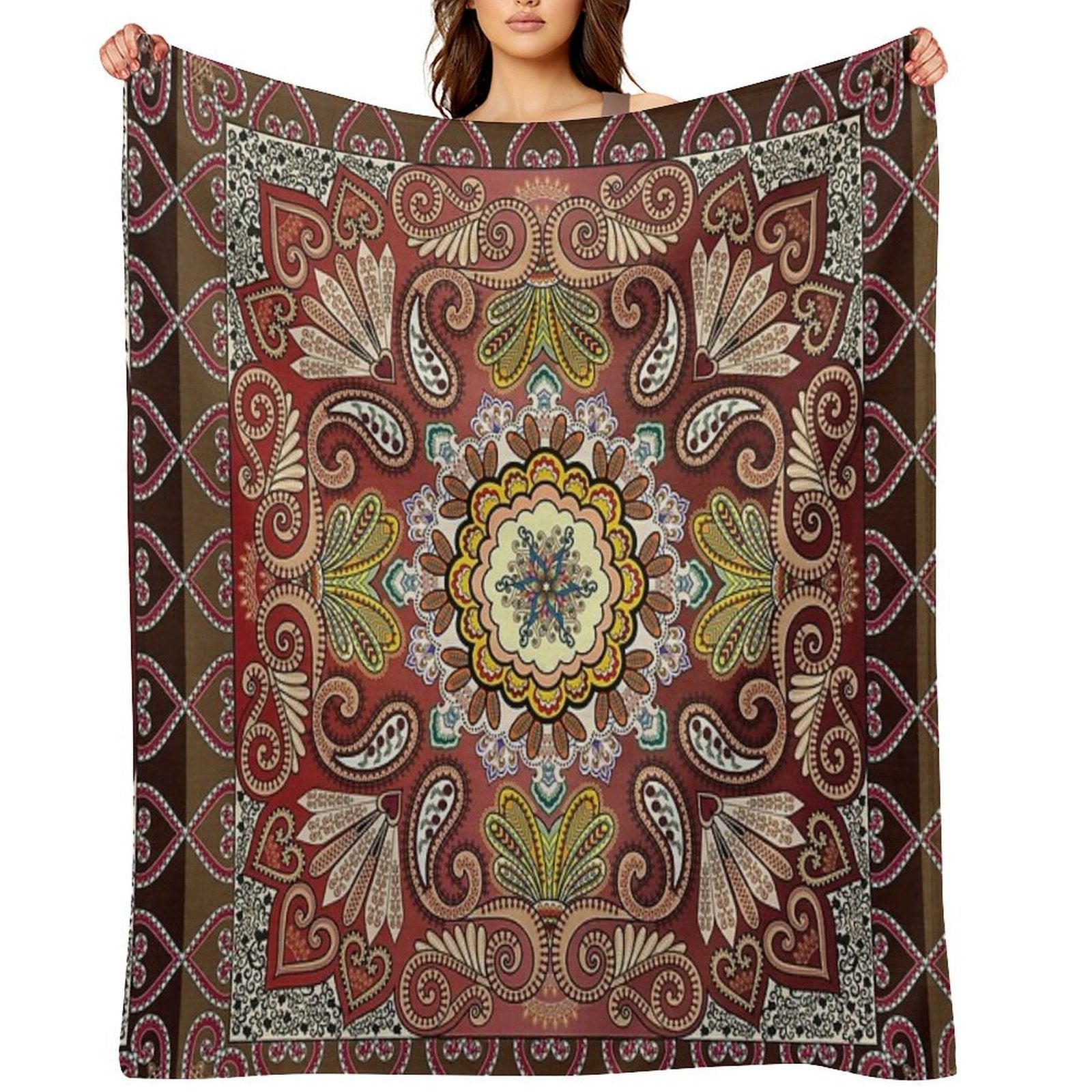 Mediterranean Mosaic Tiles  Azulejos Plush Throw Blanket