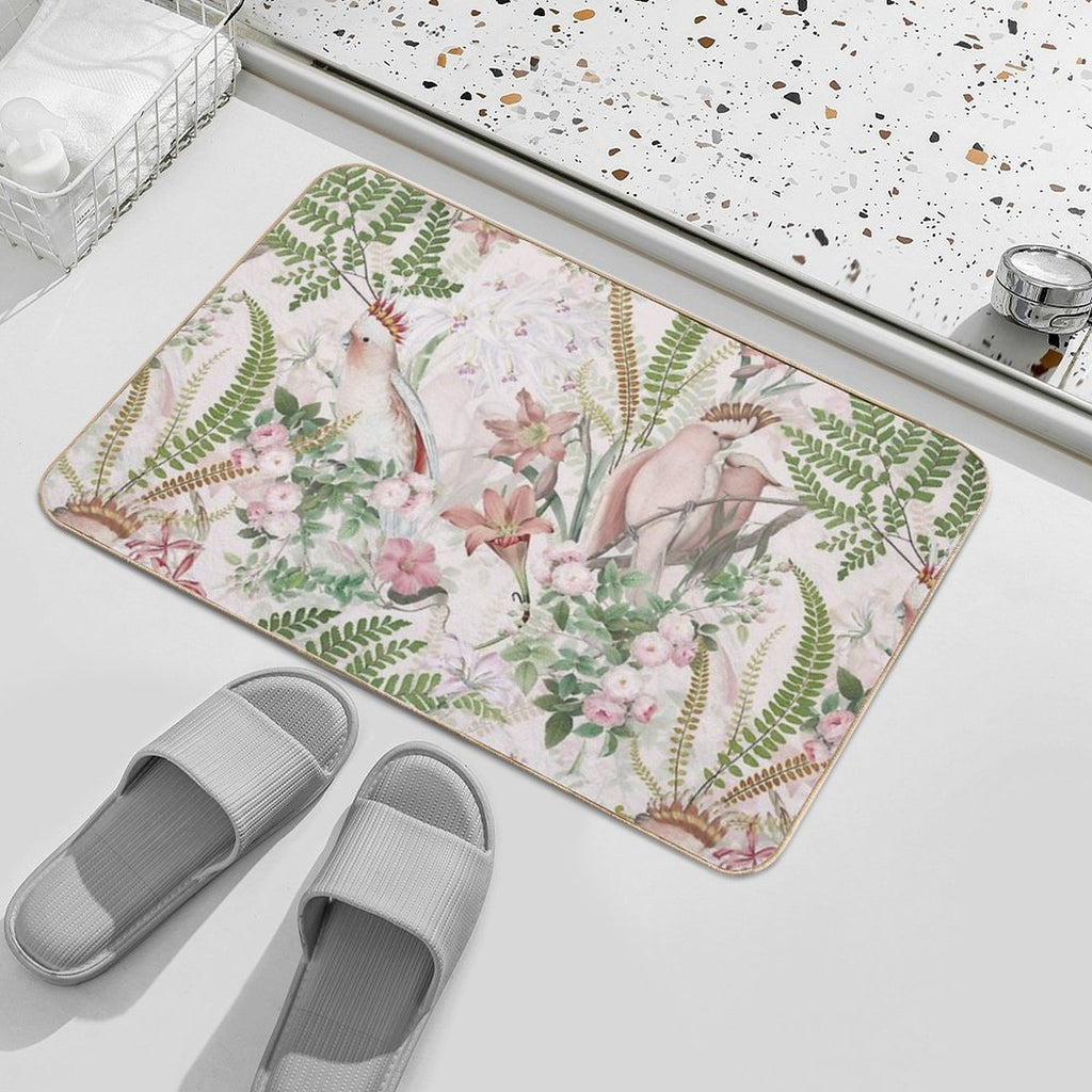 Vintage Cockatoo Jungle Botanical Garden 1 Nightgarden  Easy Maintenance Bath Mat