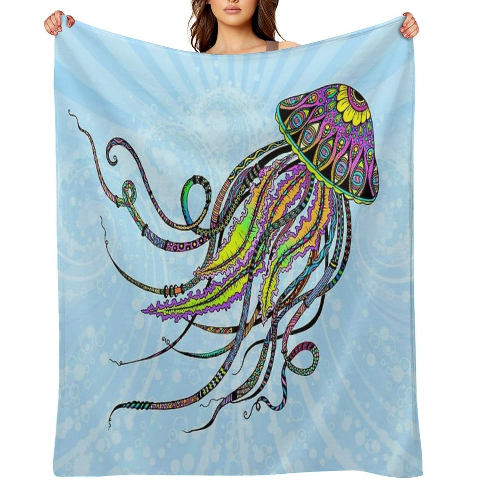 Electric Jellyfish Versatility Throw Blanket