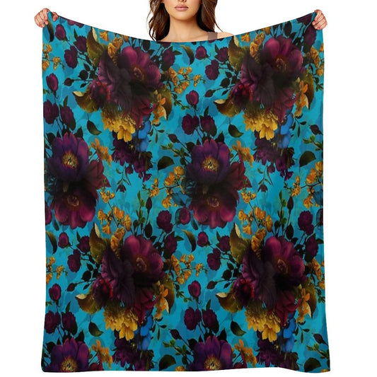 Moody Florals - Mystic Botanical Night Garden 13 Nightgarden Anti-pilling Throw Blanket