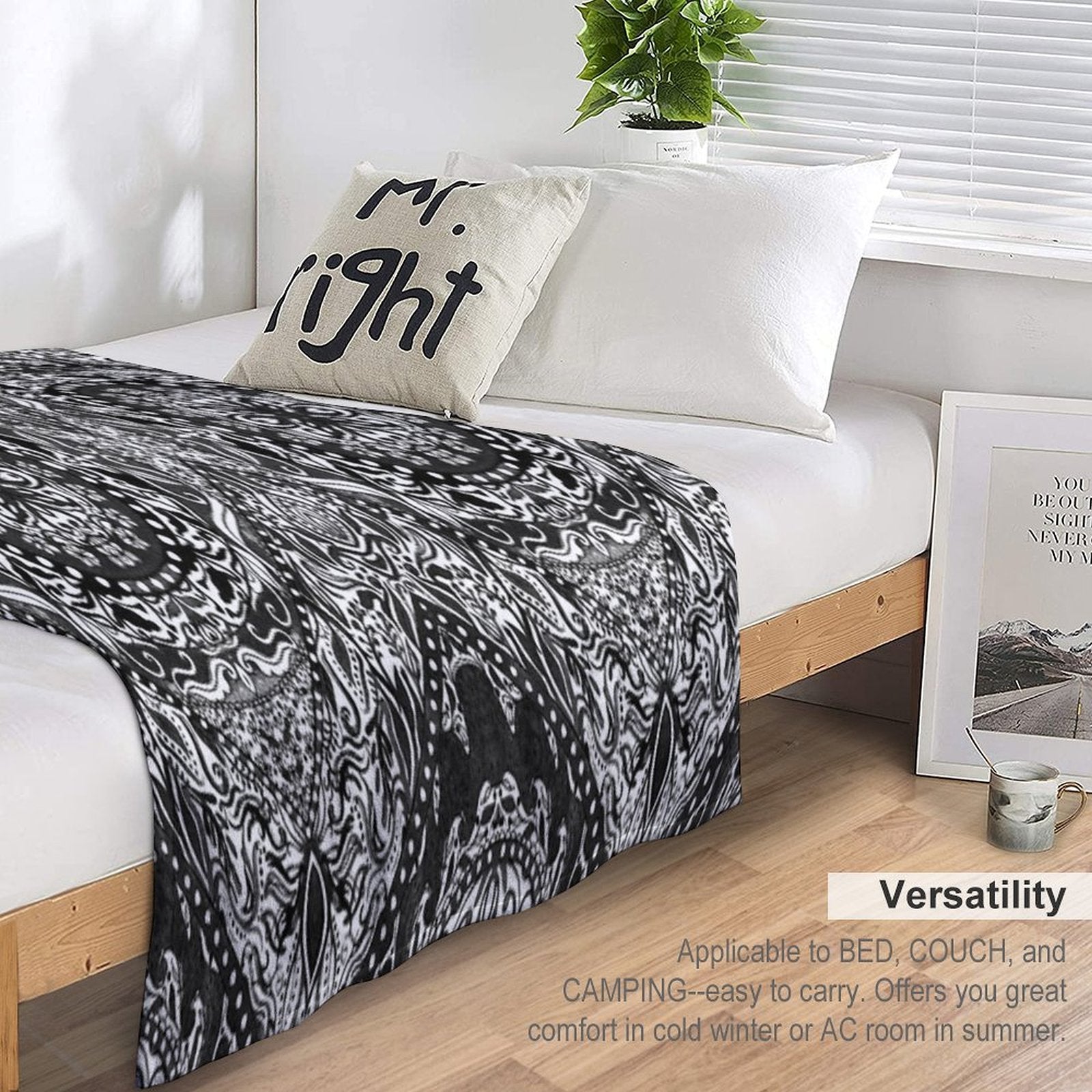 Black And White Fire Mandala Gift-ready Throw Blanket