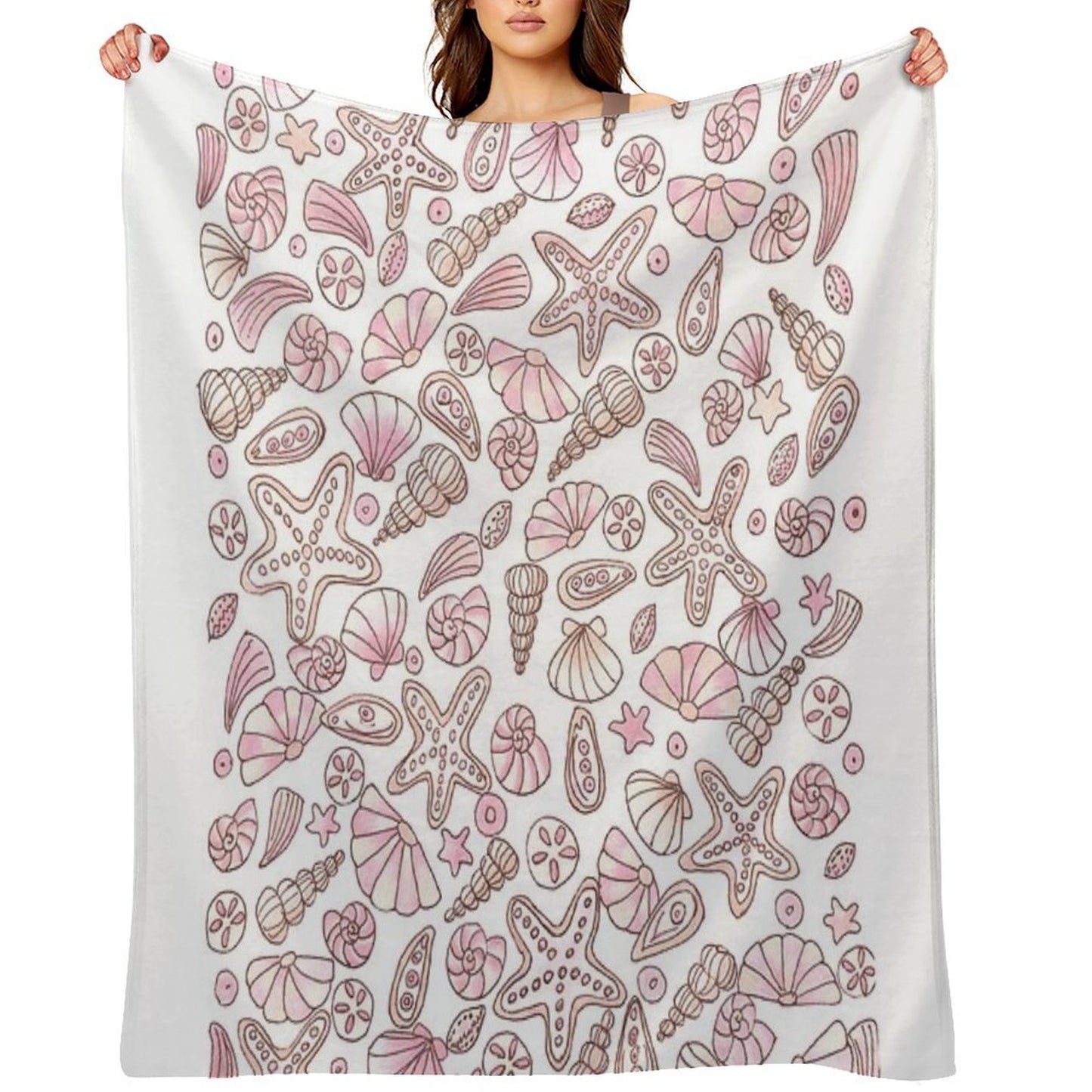 Millennial Pink Seashells Quick-dry Throw Blanket