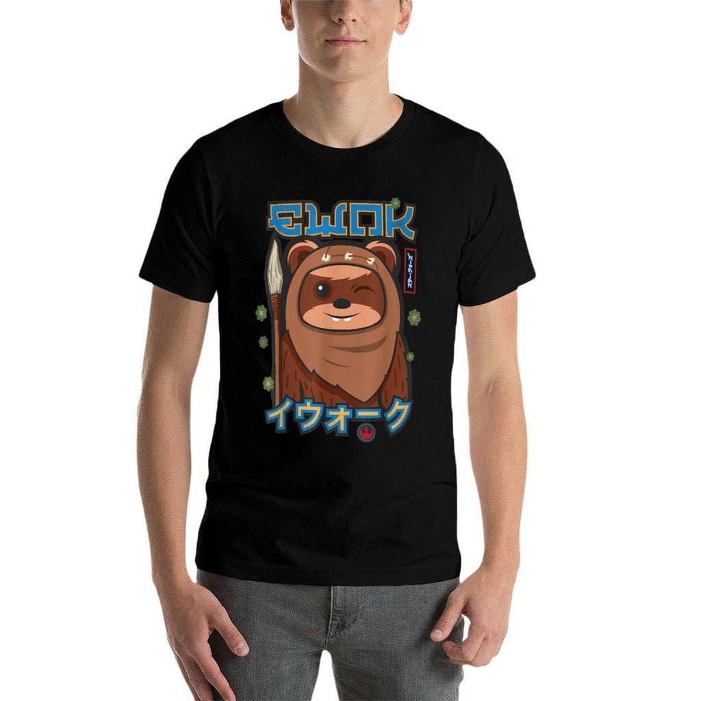 Star Wars Kawaii Ewok Japan Cute Wicket W. Warrick  Rolled Sleeves T-Shirt