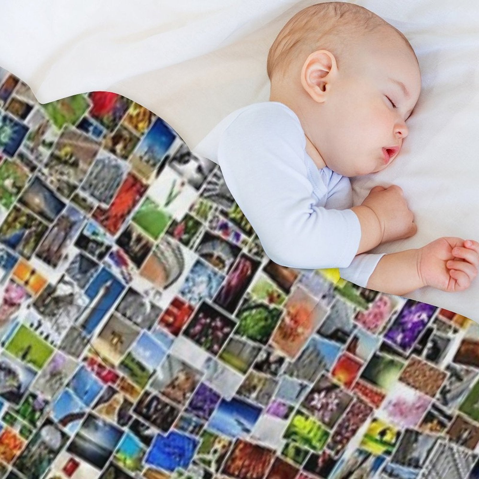 Art Abstract Retro Pattern Colorful Patchwork of Photos Gift-ready Throw Blanket