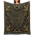 Ornate Baroque Black And Gold Greek Key Border Sustainable Throw Blanket