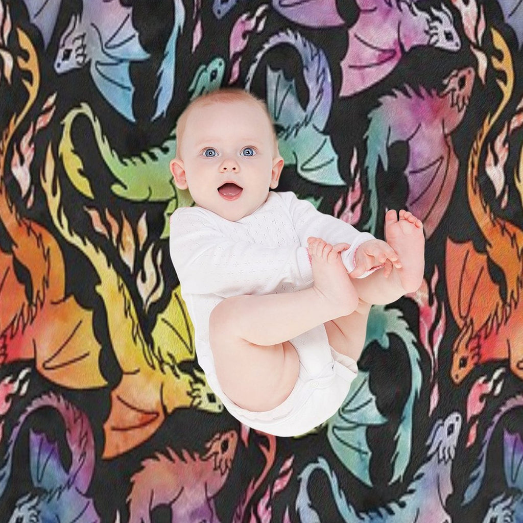 Dragon Fire Dark Rainbow Versatility Throw Blanket