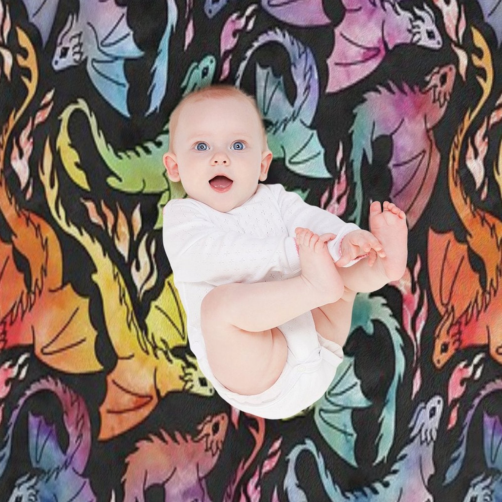 Dragon Fire Dark Rainbow Versatility Throw Blanket