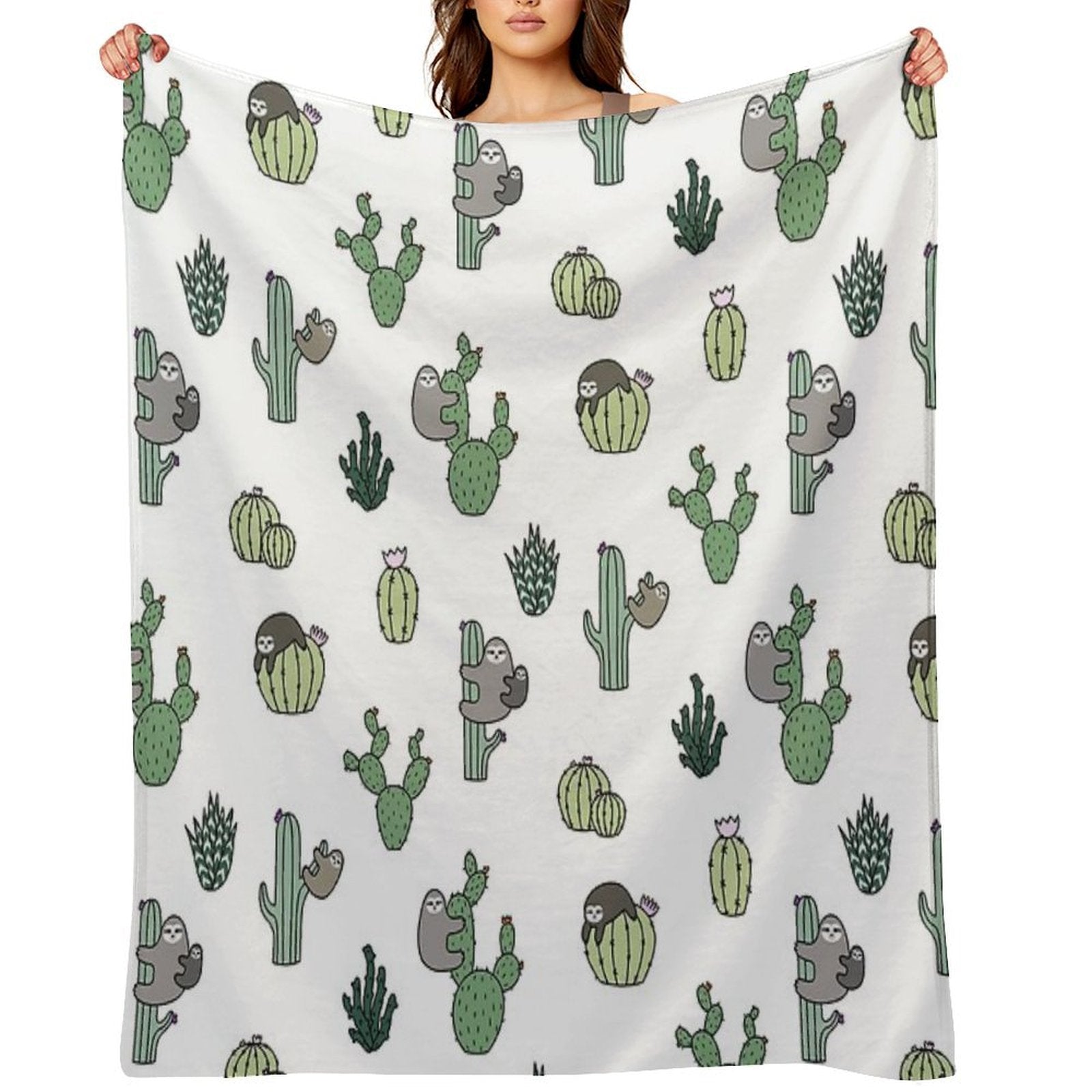 Cacti Sloths Comfort Throw Blanket